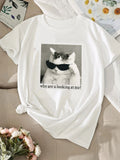"Why Are U Looking At Me?" Cool Cat Oversized Graphic Tee