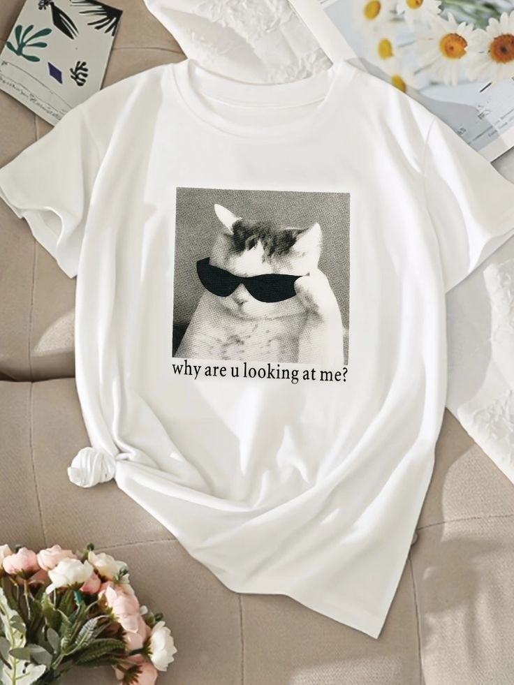 "Why Are U Looking At Me?" Cool Cat Oversized Graphic Tee
