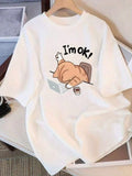 "I'm OK!" Lazy Cat Desk Graphic Oversized Tee