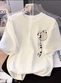 Climbing Pandas Pocket Graphic White Oversized Tee