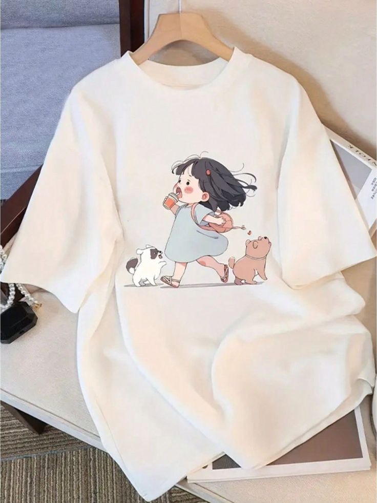 Coffee Run & Puppies Oversized Graphic Tee