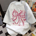 Pink Ribbon Coquette Oversized Graphic Tee