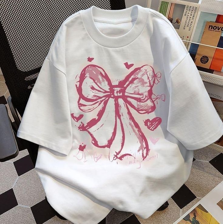Pink Ribbon Coquette Oversized Graphic Tee